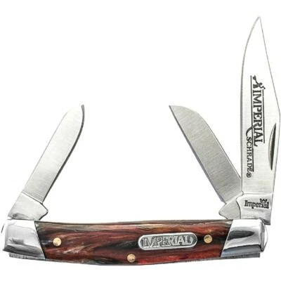 Schrade Imperial Stockman Folding Pocket Knife Amber Swirl Handles NEW IMP15S - Image 1 of 4