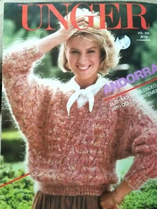 Unger 306 ANDORRA üppiger Mohair Strick 4pg Muster Beipackzettel 3 Designs 1983 - Bild 1 von 5