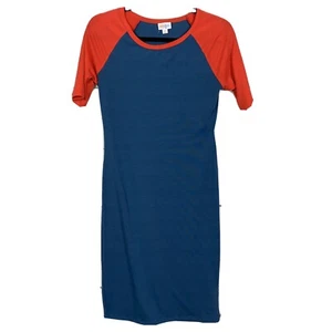 LuLaRoe Gr. XS blau mit roten Kurzarm Pullover Shirt Kleid - Bild 1 von 6