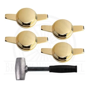 Zenith 2 Bar Gold Knock Off Spinner Caps for Lowrider Wheels, Set of 4 + Hammer - Picture 1 of 10
