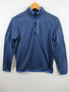Vineyard Vines Grid Fleece 1/4 Zip Pullover Boys L 16 Blue - Picture 1 of 7