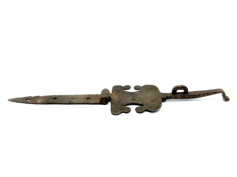 Antique Blacksmiths Made Forged Wrought Iron Door Hasp Hinge Hardware Part Cover