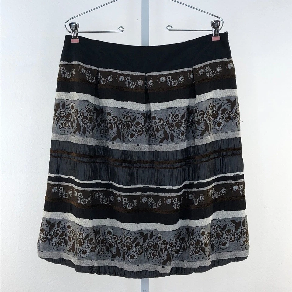 Falda Burbuja Bordada Floral Gris y Marrón Hazel Talla L Foto 1 de 4