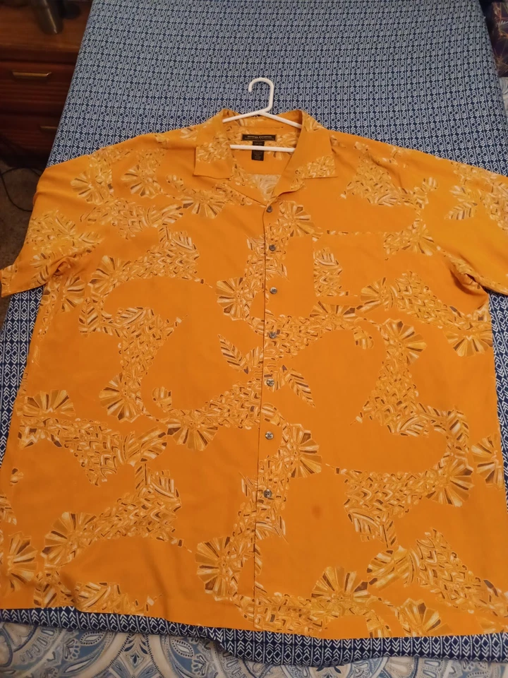 Camisa George Foreman 100% Seda Para Hombres 3XB Grande Informal Floral Retro Foto 1 de 3