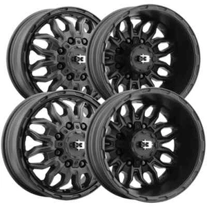 (Set-4) Vision Korupt Dually 17x6.5 8x210 -143mm Satin Black Wheels Rims 17 inch - Picture 1 of 1