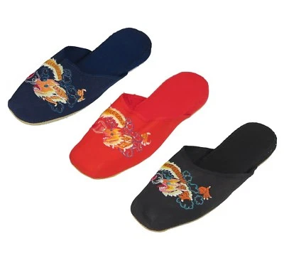 Zapatillas de algodón para mujer chinas dragón bordadas hechas a mano azul rojo nuevas Foto 1 de 2