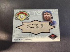 2001 Fleer Platinum Lumberjacks Barry Bonds game used bat Auto Signed autograph