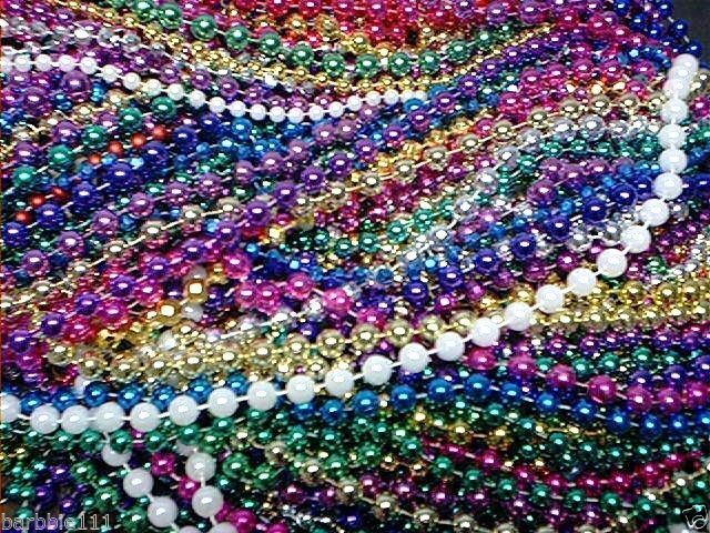 200 Mardi Gras Beads Bulk Lot Necklaces Free Shipping Party Favors Multi-color