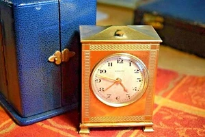 Rare Bronze Zenith Alarm Clock Original Leather Case  - Picture 1 of 12