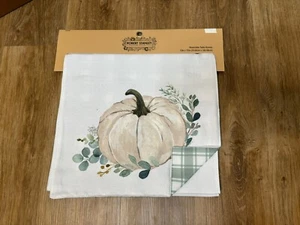Robert Stanley Farmhouse TABLE RUNNER Reversible White Green Plaid 72”x13” - Picture 1 of 4