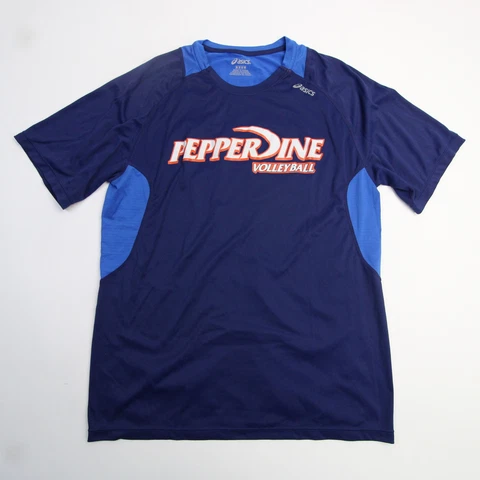 Pepperdine Waves Asics Short Sleeve Shirt Men's Navy/Blue Used Cover