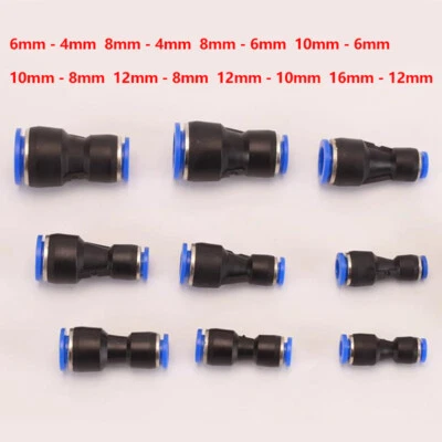 6/8/10/16mm Nylon Pneumatic Reducer Connector Hose Tube Inline Push Fit Air Line - Image 1 of 4