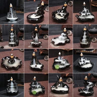60 Cone Ceramic Backflow Incense Burner Holder Glaze Waterfall for office - Image 1 of 3