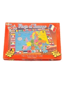 Flags Of Europe Two Puzzles - 140 Pieces - Inner Map Puzzle, Outer Flag Puzzle! - Picture 1 of 8
