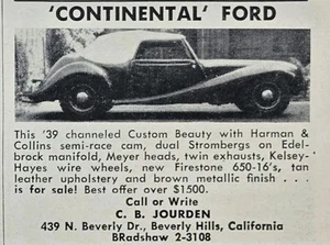 C B Jourden Beverly Hills CA '39 personalizado Continental Ford anuncio impreso vintage 1951 - Imagen 1 de 4