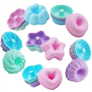 24Pack Silicone Molds, Nonstick 2 3/4 inches Donut Mold, Baking Cups, Donut P... - Picture 1 of 9