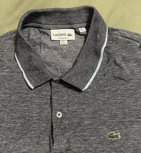 authentic “LACOSTE” POLO SHIRT MEN’S 2XL xxl (EU 7) GRAY/BLUE w/ALLIGATOR S/S - Picture 1 of 5