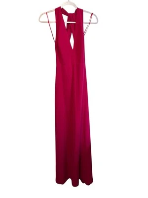 JILL Jill Stuart Plunge Deep V Cross Back Cut Out Maxi Dress Gown Gossip Pink 0 - Image 1 of 4