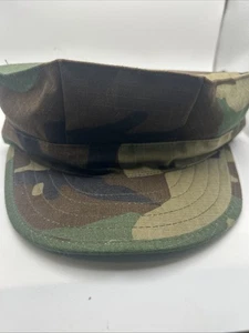 Vintage US Military Woodland Camo BDU Patrol Cap Large Propped International - Picture 1 of 6