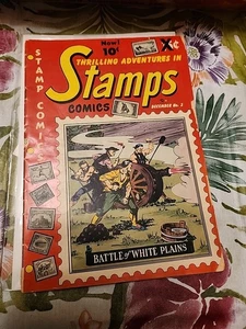 Thrilling Adventures Briefmarken Comics #2 Golden Age Battle White Plains Dez. 1951 - Bild 1 von 8