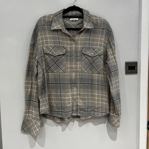 Rag & Bone donna a quadri panna blu flanella con bottoni colletto manica lunga grande - Foto 1 di 6