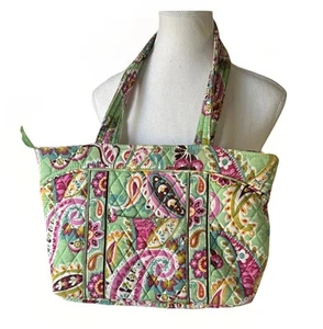 Vera Bradley Mandy Tutti Frutti Paisley Spring Tote Shoulder Bag Mint Green - Picture 1 of 23