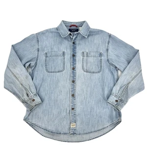 Vintage 90er Levis Hemd Herren Large Denim Metall Knopfleiste Langarm GETRAGEN/FLECKEN - Bild 1 von 15