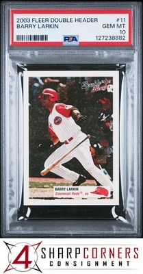 2003 FLEER DOUBLE HEADER #11 BARRY LARKIN REDS HOF POP 3 PSA 10 - Image 1 of 3