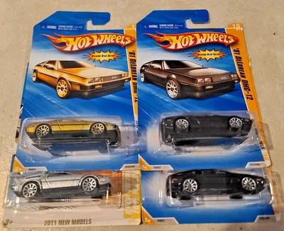 Hot Wheels Delorean lot of 4 2010 & 2011 Black, Gold & Back To The Future - Image 1 of 4