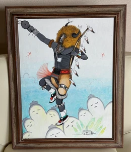 J D MEDINA/JOSE DE LA CRUZ MEDINA ZIA PUEBLO QUADRO SU TELA INCORNICIATO 20" X 17" - Foto 1 di 4