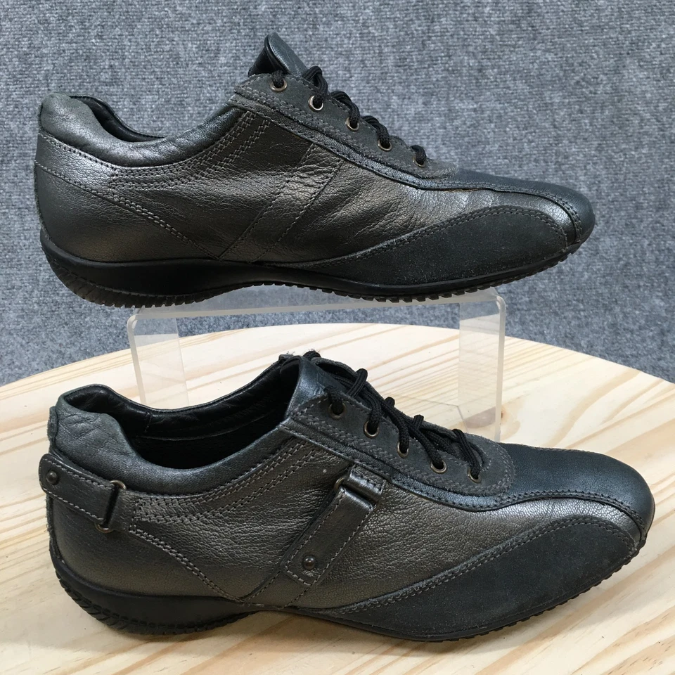 GEOX Respira Zapatos Mujer 39 Gris Informal Tenis Cuero Con Cordones Comodidad Baja Foto 1 de 4