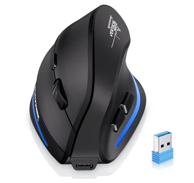 Ratón Ergonómico Inalámbrico, Ratón Vertical Recargable 2.4GHz, Negro Foto 1 de 4