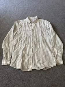 Zara Men’s Relaxed Fit Medium Long Sleeve Striped Casual Shirt White Black - Picture 1 of 9