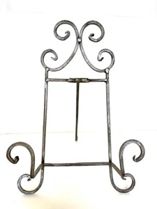 Metal folding Plate Holder Stand Tripod Book Art Display Easel 13TX8.5 Silver - Picture 1 of 3