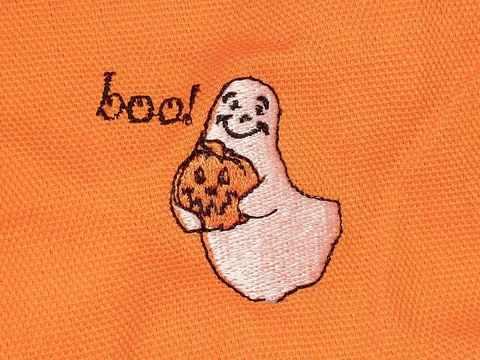 Longaberger Medium Bushel Liner Halloween Orange BOO Ghost Fabric Black Rim Cover