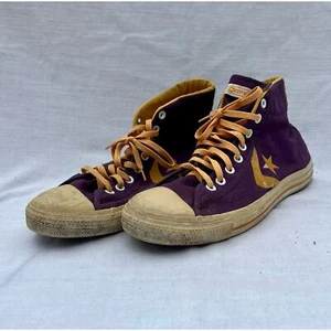Vintage Unisex Converse 7B 04 03 01 Men 12 Womens 14 Purple Yellow Sneakers - Picture 1 of 11