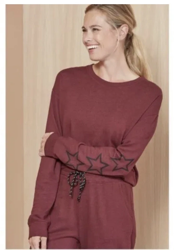 Sudadera Pullover Sundry Star Talla 2 (M) en Color Borgoña Vino Cuello Redondo Tejida Foto 1 de 4