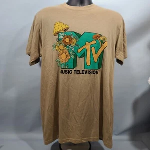 MTV Music Television Mushroom Graphic T-Shirt Brown Men's Size Large New - Picture 1 of 4