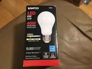 Satco S9591 LED 6W A19 40 W A19/6W/3000K/129V new - Picture 1 of 4