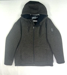 Free Country Fleece Lined Hoodie Men's Black Brown Size XL Textured Mountain - Picture 1 of 4