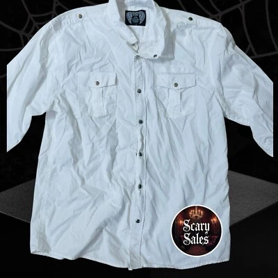 Eighty Eight Button Down Shirt size XXL White Collared Long Sleeve Full Zip - Image 1 of 4