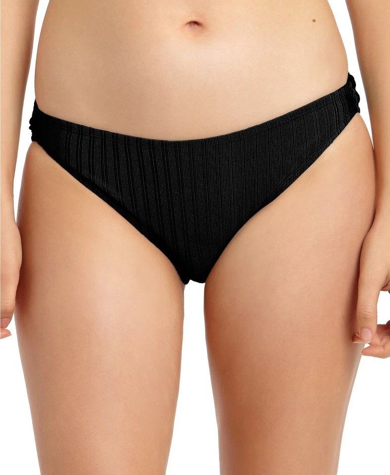 California Waves Juniors Size XL Ribbed Hipster Bikini Swim Bottoms Black 1143 - Image 1 of 4