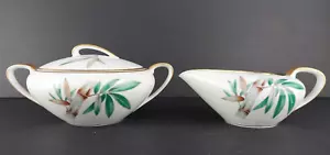 Vintage MCM Noritake China Canton Bamboo #5027 Creamer & Lidded Sugar Bowl Set - Picture 1 of 12