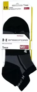 Under Armour BLACK Low Tab Sock - 2 pair men's shoe 4-8.5/women shoe 7-10.5 - Picture 1 of 1