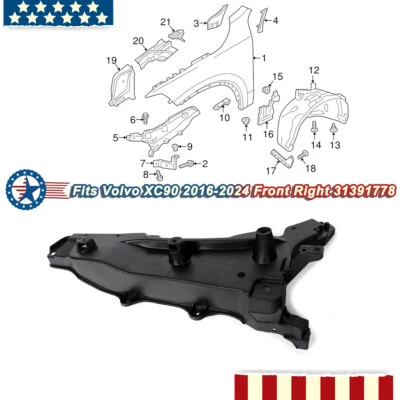 For 2016-2024 Volvo XC90 Front Fender Mount Panel Bracket 31391778 Right Side - Image 1 of 4