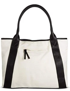 Merona Natural/White Tote Handbag - Picture 1 of 3
