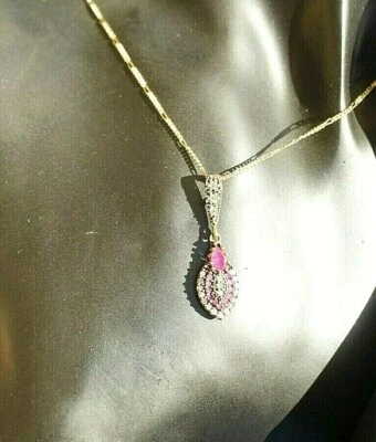 Collier Kette Trachten Hochzeit Rubin Peridot Gold  Art Deco Jugendstil  Antik - Bild 1 von 4