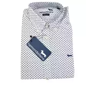 Camicia Harmont &Blaine con motivo geometrico bianco blu cielo fiore Regolare - Foto 1 di 14