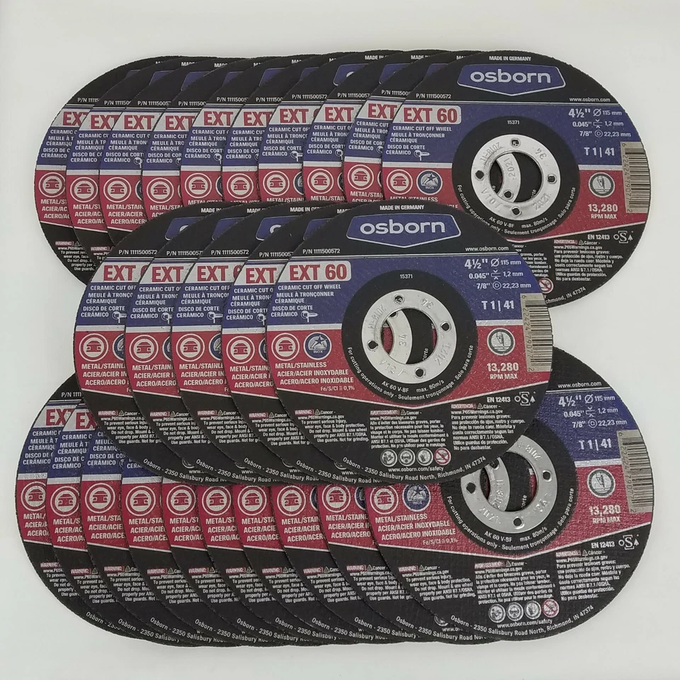 Osborn Cut Off Disc 4-1/2" x 0.045 x 7/8" 25pcs Ceramic, EXT 60 grit, Type 1 - Image 1 of 1