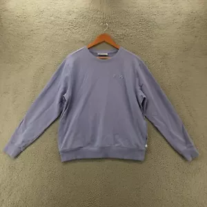 Fila Pullover Sweatshirt Womens L Blue Cotton Blend Solid Side Pocket Crew Neck - Picture 1 of 14